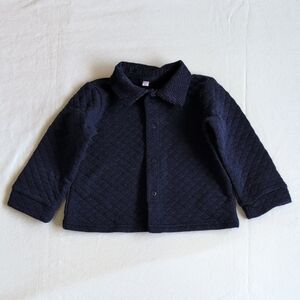 lily & jack quilted barn jacket with corduroy collar snap close navy blue 18-24m